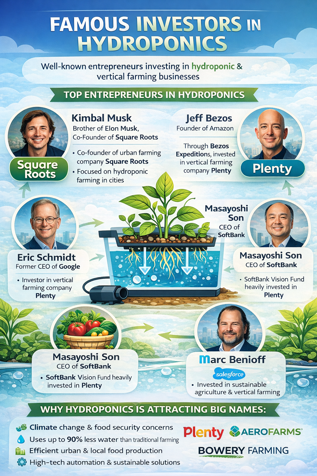 Famous Investors in Hydroponics infographic